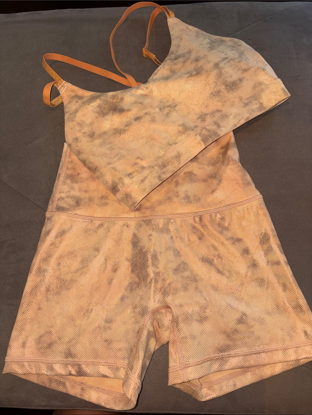aerie offline Peach Tie-Dye sports bra and shorts set